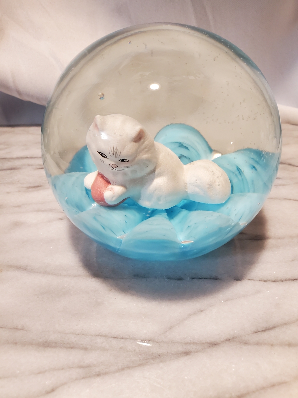 Vintage St. Clair Art Glass Sulphide Cat Paperweight -no Markings Second